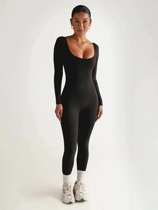 Freyah Jumpsuit | Long Sleeve Stretch Yoga Lounge Suit