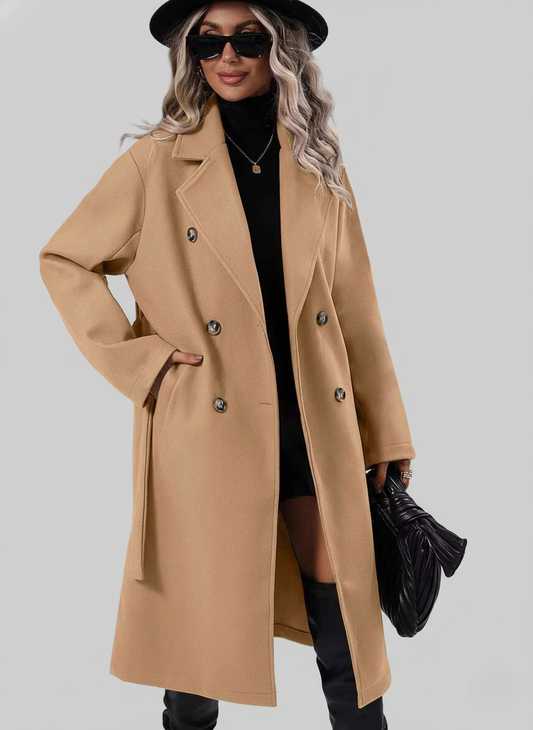 Sienna A-Line Trench Coat | Double-Breasted Belted Coat