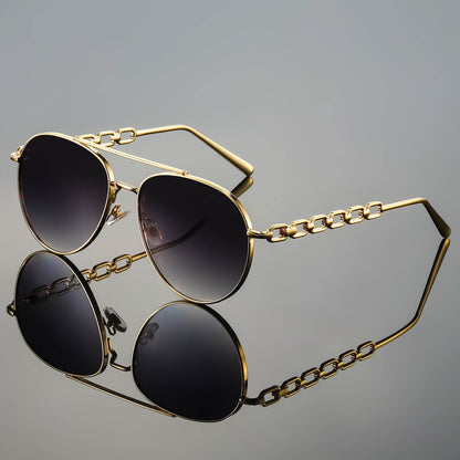Sienna Aviator Sunglasses | Chain Detail Temples Gradient Lenses Sunglasses