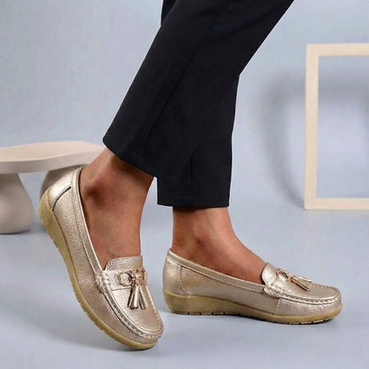Isla Slip-On | Tassel Accents Stitched Trim Moccasins