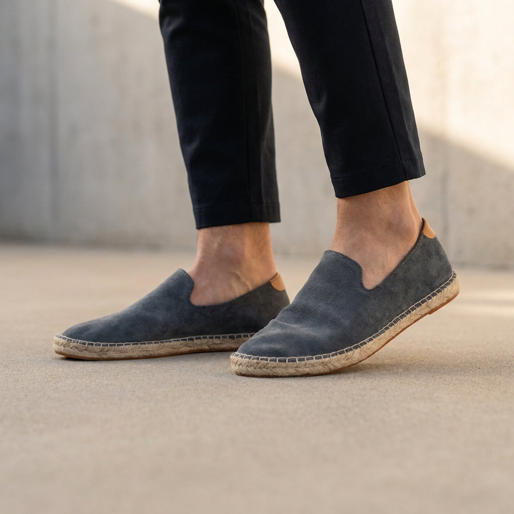 Teddy Relaxed Fit Slip-On Espadrilles | Jute Trim Contrast Heel Espadrilles