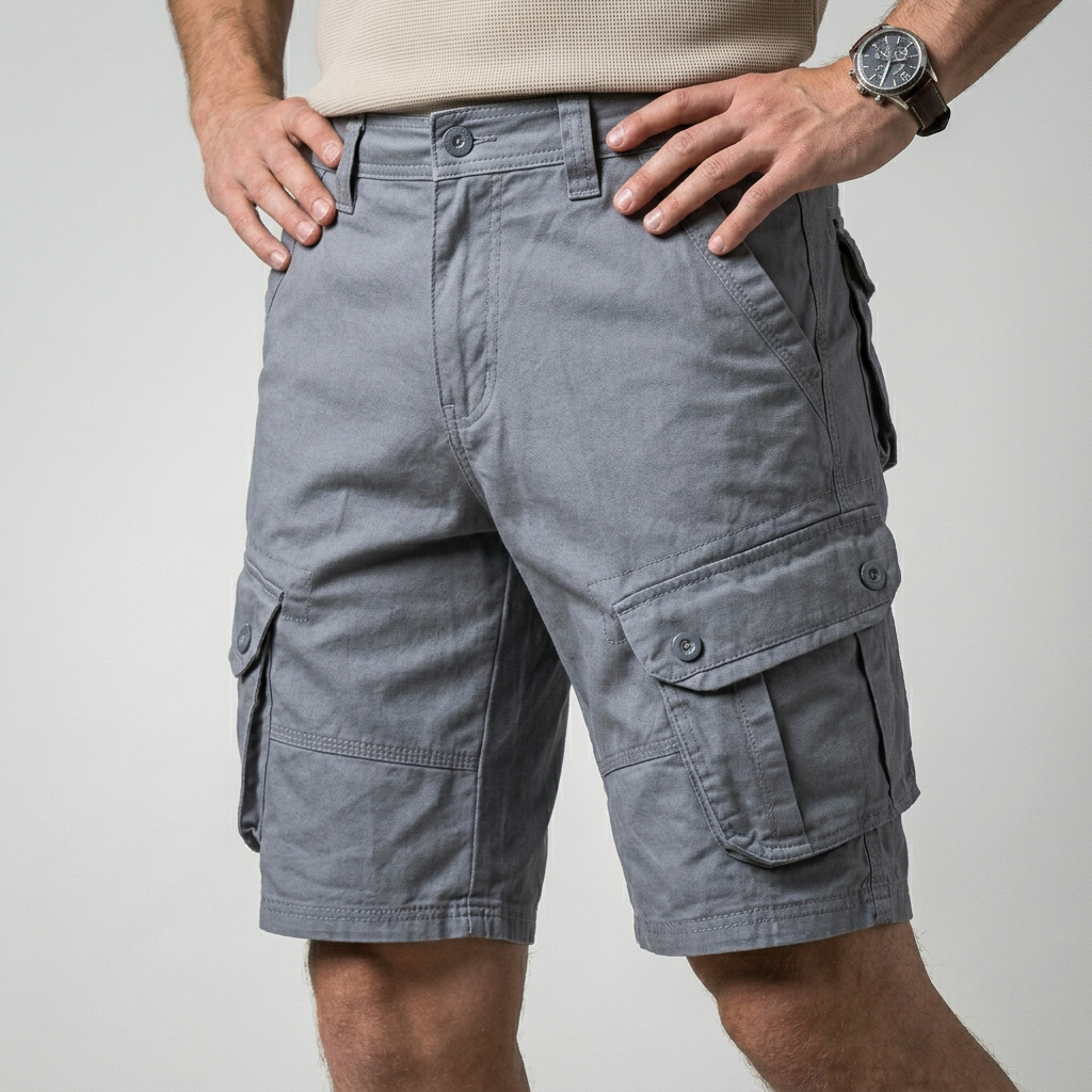 Theodore Relaxed Fit Cargo Shorts | Cargo Pockets Knee-Length Shorts