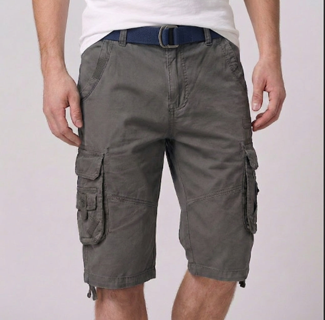 Theodore Relaxed Fit Cargo Shorts | Cargo Pockets Belted Cargo Shorts