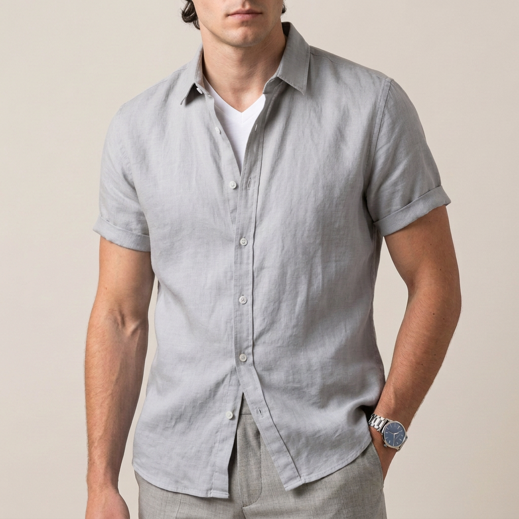 Arthur Relaxed Button-Front Shirt | Collared Cuffed Sleeve Shirt