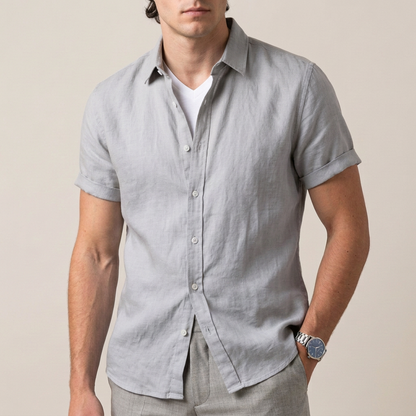 Arthur Relaxed Button-Front Shirt | Collared Cuffed Sleeve Shirt