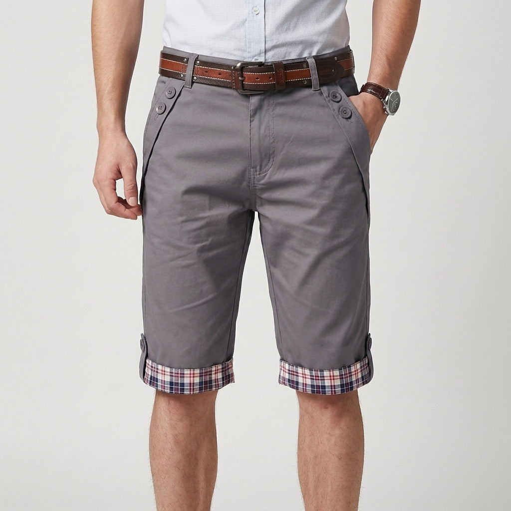 Harry Relaxed Fit Capri Shorts | Belted Plaid Trim Capri Shorts