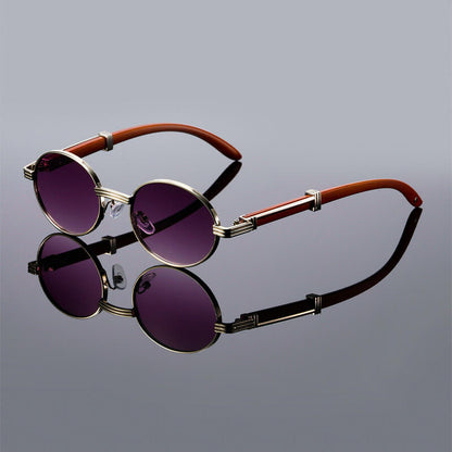 Metal Oval Sunglasses | Retro Style Reflective Lenses Sunglasses