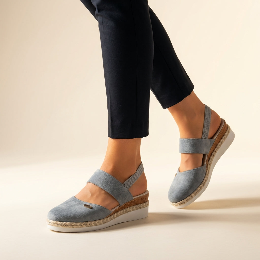 Isabella Closed-Toe Wedge Sandals | Espadrille Sole Ankle Strap Sandals