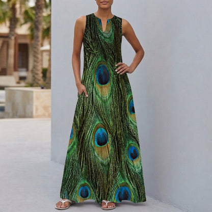 Isla Sleeveless Maxi Dress | Floral Print Pockets Dress