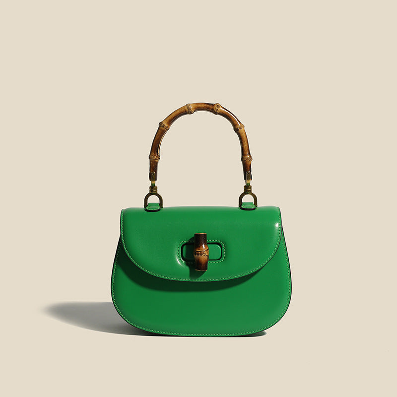 Francesca Top Handle Bag | Bamboo Handle Flap Closure Bag