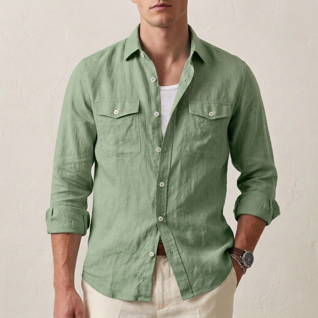 Leo Relaxed Fit Button-Down Shirt | Solid Long Sleeve Shirt