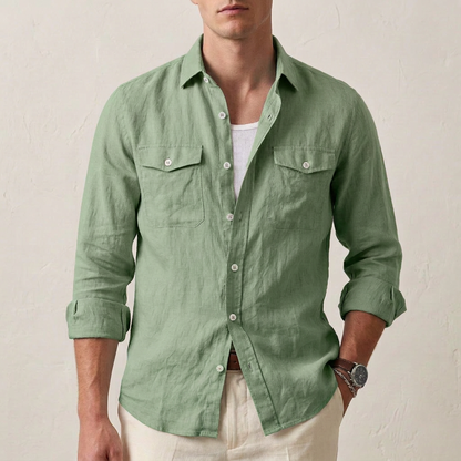 Leo Relaxed Fit Button-Down Shirt | Solid Long Sleeve Shirt