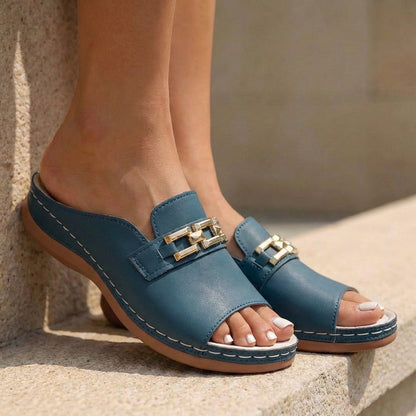Stella Wedge Sandals | Metal Embellishment Casual Sandals