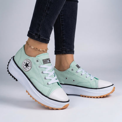 Freya Orthopedic Low-Top Platform Sneakers | Lace-Up Contrast Toe Cap Sneakers