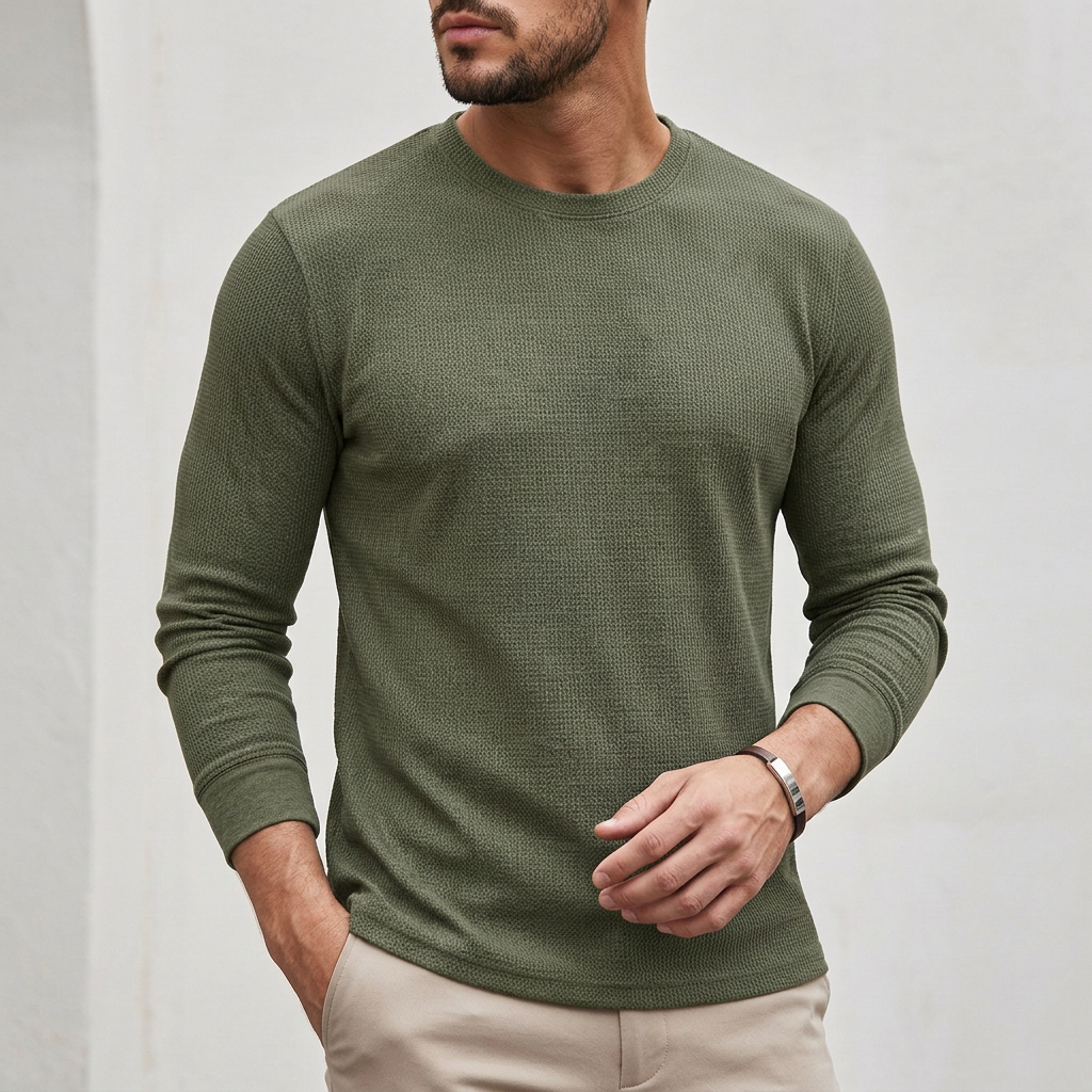 Rocco Ribbed Crewneck Knit Shirt | Regular Fit Solid Knit Shirt