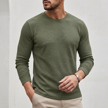 Rocco Ribbed Crewneck Knit Shirt | Regular Fit Solid Knit Shirt
