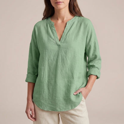 Alice Relaxed Fit Shirt | V-Neck Long Sleeve Tunic Shirt