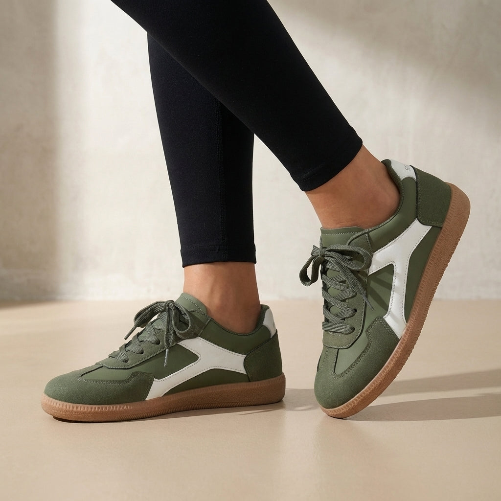 Isla Color Block Ankle-Length Sneakers | Lace-Up Round Toe Sneakers