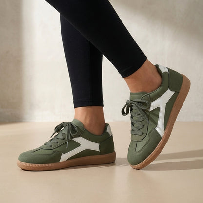 Isla Color Block Ankle-Length Sneakers | Lace-Up Round Toe Sneakers