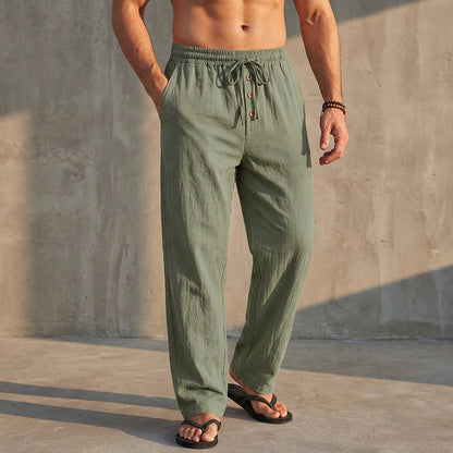 Arthur Relaxed Fit Trousers | Textured Drawstring Waist Trousers