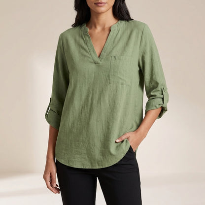 Isla Relaxed Fit Blouse | V-Neck 3/4 Sleeve Blouse