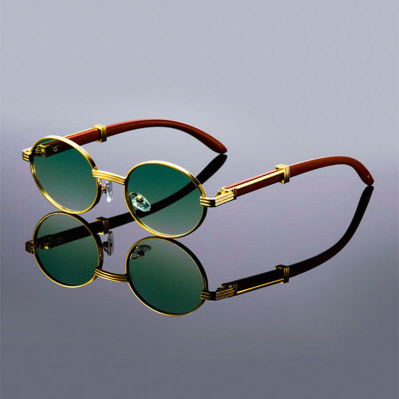 Metal Oval Sunglasses | Retro Style Reflective Lenses Sunglasses