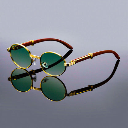 Metal Oval Sunglasses | Retro Style Reflective Lenses Sunglasses