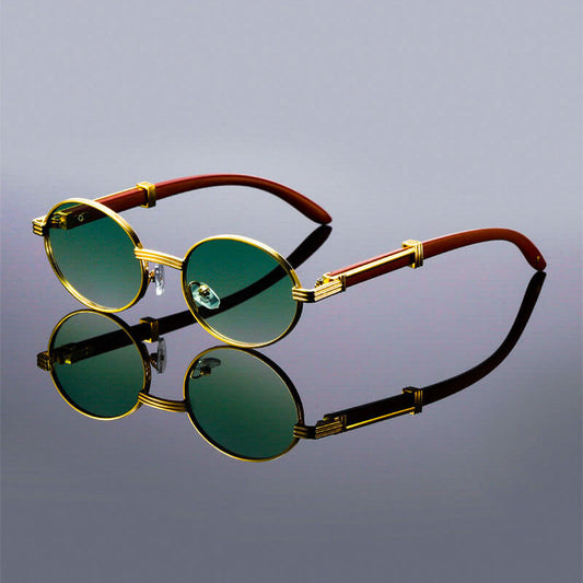 Metal Oval Sunglasses | Retro Style Reflective Lenses Sunglasses