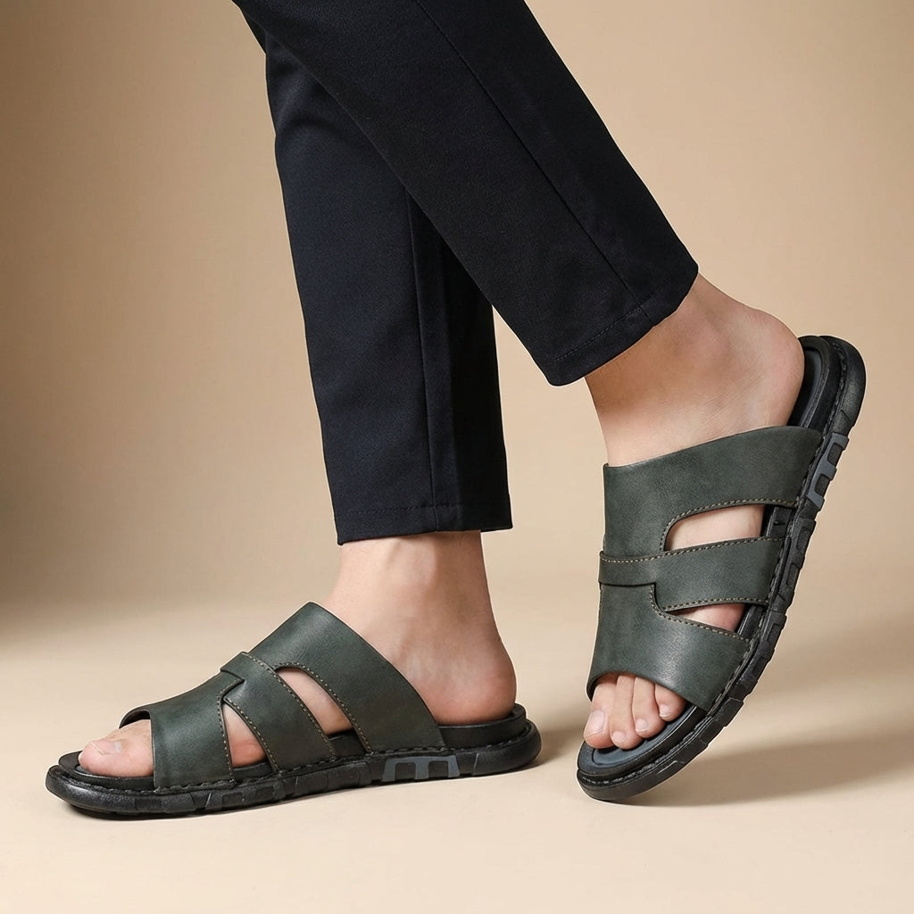 Joshua Orthopedic Slip-On Slide Sandals | Stitched Cut-Out Sandals