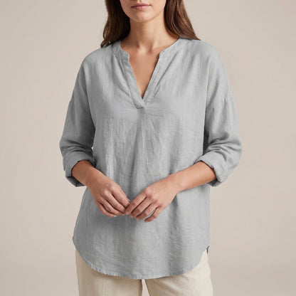 Alice Relaxed Fit Shirt | V-Neck Long Sleeve Tunic Shirt
