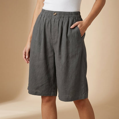 Amelia Relaxed Fit Shorts | Elastic Waist Pockets Shorts