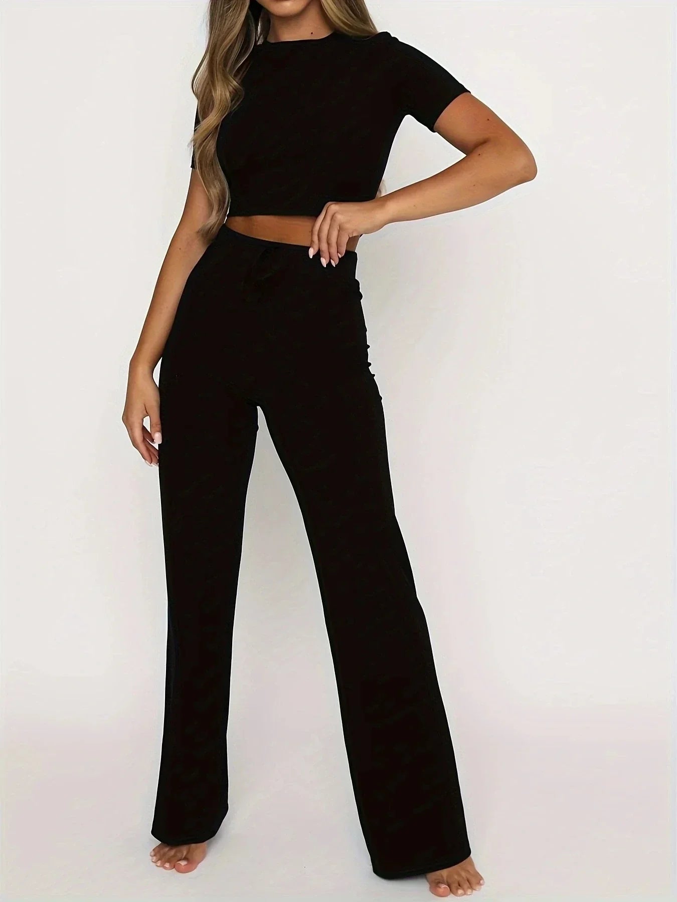 Gwen Set | Ribbed Crop Top and High-Waist Legging Co-ord