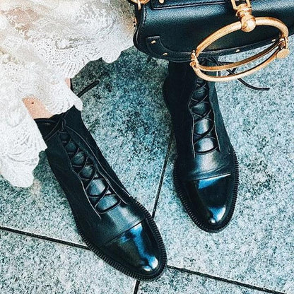 Isabella Lace-Up Cap Toe Ankle Boots | Ankle-Wrap Detail Ankle Boots