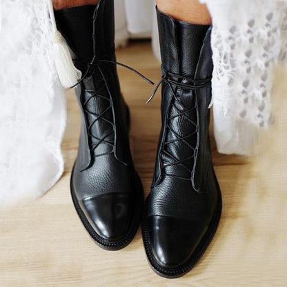 Isabella Lace-Up Cap Toe Ankle Boots | Ankle-Wrap Detail Ankle Boots