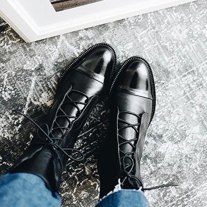 Isabella Lace-Up Cap Toe Ankle Boots | Ankle-Wrap Detail Ankle Boots