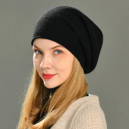 Isla Relaxed Fit Slouch Beanie | Ribbed Trim Solid Slouch Beanie