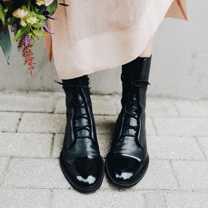Isabella Lace-Up Cap Toe Ankle Boots | Ankle-Wrap Detail Ankle Boots