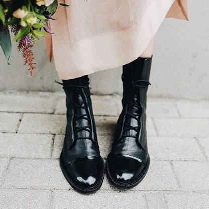Isabella Lace-Up Cap Toe Ankle Boots | Ankle-Wrap Detail Ankle Boots