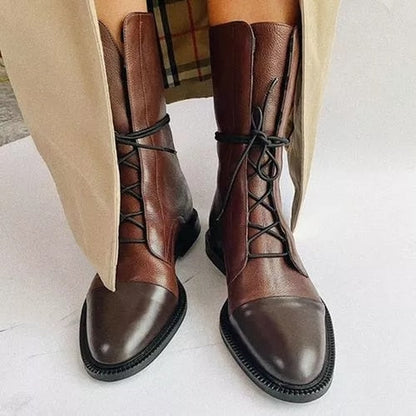 Isabella Lace-Up Cap Toe Ankle Boots | Ankle-Wrap Detail Ankle Boots