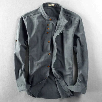 Halden Top | Slim Fit Shirt with Stand Collar