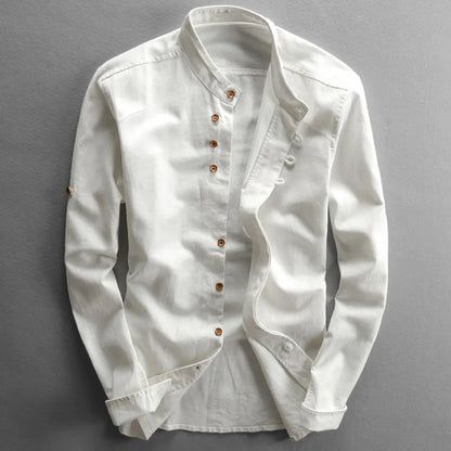 Halden Top | Slim Fit Shirt with Stand Collar