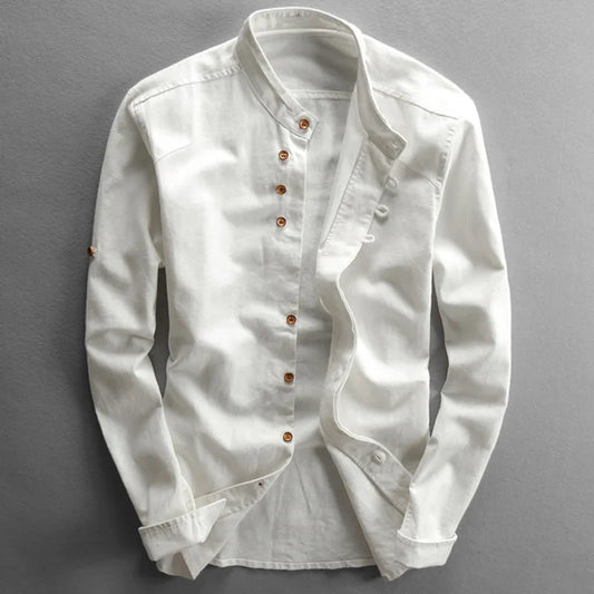 Halden Top | Slim Fit Shirt with Stand Collar