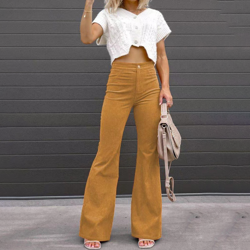 Hallie Trousers | High-Waisted Flared Trousers with Curve Fit