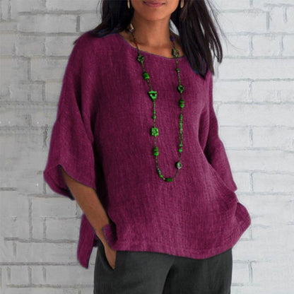 Hattie Top | Loose Fit Casual Blouse with Side Slits
