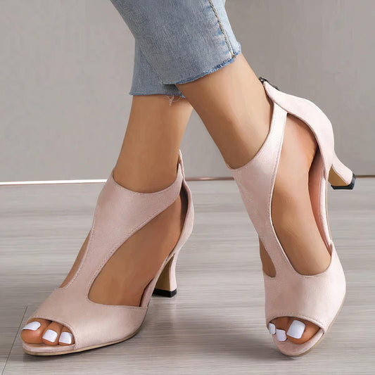Hayley Heels | Elegant Peep-Toe Sandals with Cut-Out Design