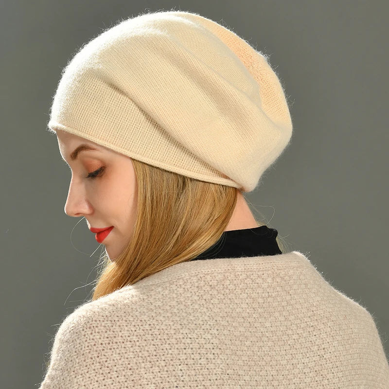 Isla Relaxed Fit Slouch Beanie | Ribbed Trim Solid Slouch Beanie