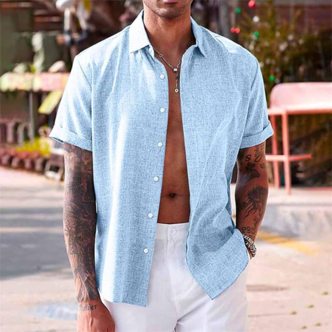 Henry Shirt | Short Sleeve Button-Up Shirt with Casual Fit