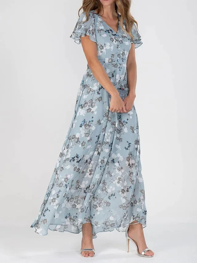 Honey Dress | Flowing Floral Maxi Dress with Flutter Sleeves