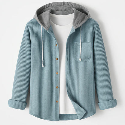 Jack Ribbed Relaxed Fit Overshirt | Hooded Button Front Overshirt