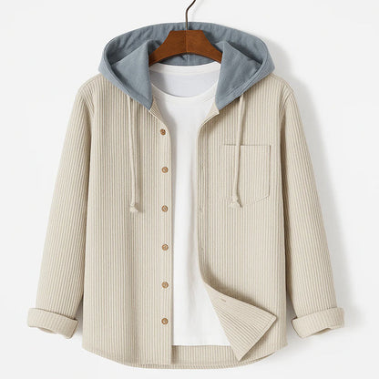 Jack Ribbed Relaxed Fit Overshirt | Hooded Button Front Overshirt